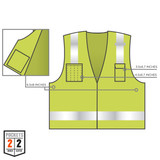 Ergodyne Safety Vest,Surveyor,Class 2,Lime,4X 8249Z-S