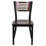 Flash Furniture Slat Chair,Black-Walnut,Wood Seat XU-DG-6G5B-WAL-MTL-GG
