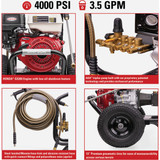 Simpson PowerShot 4000 psi 3.5 GPM Cold Water Professional Gas Pressure Washer PS60869 769503