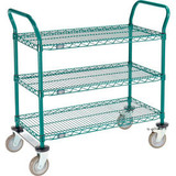 Nexel 3 Shelf Utility Cart Poly-Green36""W x 18""D x 39""H Poly Casters2 Rigid 2