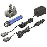 Strion LED Rechargeable Flashlight with 120V AC/12V DC Charger, Blue 74343