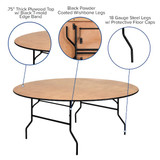 Flash Furniture Fold Table,Wood,Round,72" YT-WRFT72-TBL-GG