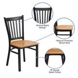 Flash Furniture Restaurant Chair,Vertical Back,Nat Seat XU-DG-6Q2B-VRT-NATW-GG
