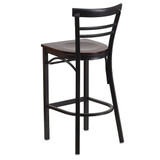 Flash Furniture Restaurant Stool,Ladder Back,Wal Seat XU-DG6R9BLAD-BAR-WALW-GG
