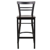 Flash Furniture Restaurant Stool,Ladder Back,Wal Seat XU-DG6R9BLAD-BAR-WALW-GG
