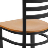 Flash Furniture Restaurant Chair,Ladder Back,Nat Seat XU-DG694BLAD-NATW-GG