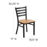Flash Furniture Restaurant Chair,Ladder Back,Nat Seat XU-DG694BLAD-NATW-GG