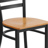 Flash Furniture Restaurant Chair,Ladder Back,Nat Seat XU-DG694BLAD-NATW-GG