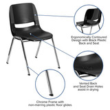 Flash Furniture Stack Chair,Chrome Frame,Black,14" RUT-14-BK-CHR-GG