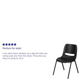 Flash Furniture Stack Chair,Frame,Black,16" RUT-16-PDR-BLACK-GG