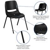 Flash Furniture Stack Chair,Frame,Black,16" RUT-16-PDR-BLACK-GG