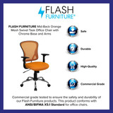 Flash Furniture Mid-Back Task Chair,Orange H-8369F-ORG-GG