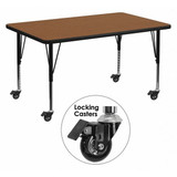 Flash Furniture Activity Table,Rectangle,Oak,30"x48" XU-A3048-REC-OAK-H-P-CAS-GG