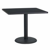 Flash Furniture Blk Laminate Table,Sqr w/Round Base,36" XU-BLKTB-3636-TR24-GG