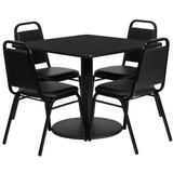 Flash Furniture Blk Laminate Table,Banquet Chair,Sqr,36" RSRB1009-GG