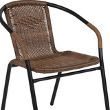 Flash Furniture Table Set,Sqr w-2 Rattan Chairs,28" TLH-073SQ-037BN2-GG