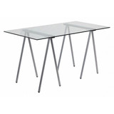 Flash Furniture Glass Top Desk w/Silver Frame NAN-JN-2119-GG