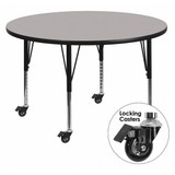Flash Furniture Activity Table,Round,Gray,48" XU-A48-RND-GY-T-P-CAS-GG