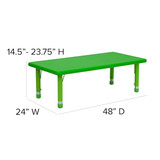 Actvty Table Set,Rectn,Gn,6 Chrs,24"x48"  YU-YCX-0013-2-RECT-TBL-GREEN-E-GG