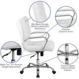Flash Furniture Office Chair,40 3/4 in H,Gray GO-2286M-WH-GG
