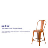 Flash Furniture Distressed Orange Metal Stool ET-3534-24-OR-GG