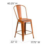 Flash Furniture Distressed Orange Metal Stool ET-3534-24-OR-GG