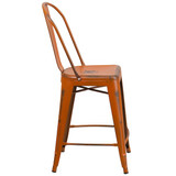Flash Furniture Distressed Orange Metal Stool ET-3534-24-OR-GG