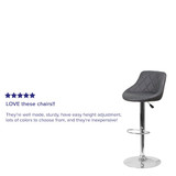 Flash Furniture Gray Vinyl Barstool,Adj Height CH-82028A-GY-GG