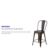 Flash Furniture Distressed Copper Metal Stool ET-3534-24-COP-GG