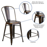 Flash Furniture Distressed Copper Metal Stool ET-3534-24-COP-GG