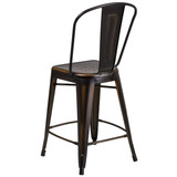 Flash Furniture Distressed Copper Metal Stool ET-3534-24-COP-GG