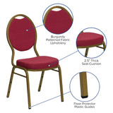 Flash Furniture Burgundy Fabric Banquet Chair FD-C04-ALLGOLD-2804-GG