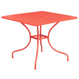Flash Furniture Red Patio Table,35.5SQ CO-6-RED-GG