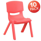 Flash Furniture Red Plastic Stackable School Chair,PK10 10-YU-YCX-003-RED-GG