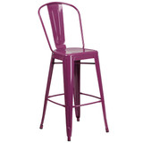 Flash Furniture Purp Metal Outdoor Stool,30" ET-3534-30-PUR-GG