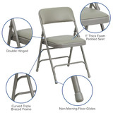 Flash Furniture Gray Vinyl Folding Chair,PK4 4-HA-MC309AV-GY-GG
