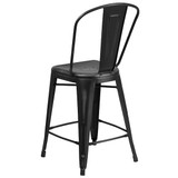Flash Furniture Distressed Black Metal Stool,PK4 4-ET-3534-24-BK-GG