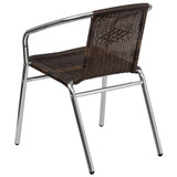 Flash Furniture Brown Rattan Aluminum Chair,PK4 4-TLH-020-GG