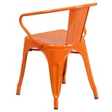 Flash Furniture Orange Metal Indoor-Outdoor Chair w,PK4 4-CH-31270-OR-GG
