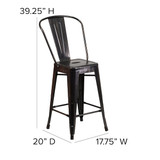 Flash Furniture Black Metal Outdoor Stool,24",PK4 4-CH-31320-24GB-BQ-GG