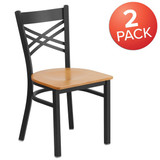 Flash Furniture Black X Chair-Nat Seat,PK2 2-XU-6FOBXBK-NATW-GG