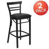 Flash Furniture Black Ladder Stool-Black Seat,PK2 2-XU-DG6R9BLAD-BAR-BLKV-GG