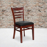 Flash Furniture Mahogany Wood Chair-Blk Vinyl,PK2 2-XU-DGW0005LAD-MAH-BLKV-GG