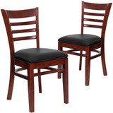 Flash Furniture Mahogany Wood Chair-Blk Vinyl,PK2 2-XU-DGW0005LAD-MAH-BLKV-GG