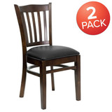 Flash Furniture Walnut Wood Chair-Blk Vinyl,PK2 2-XU-DGW0008VRT-WAL-BLKV-GG