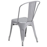 Flash Furniture Silver Metal Indoor-Outdoor Stackab,PK4 4-CH-31230-SIL-GG