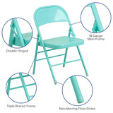 Flash Furniture Tantalizing Teal Folding Chair,PK2 2-HF3-TEAL-GG