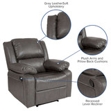 Flash Furniture Harmony Series Leather Recliner,Gray BT-70597-1-GY-GG