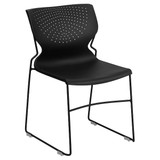 Flash Furniture Stack Chair,Plastic,Black,31.75" H RUT-438-BK-GG