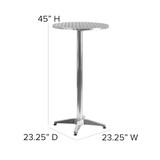 Flash Furniture Fold Bar Table,Aluminum,Round,25.5" TLH-059A-GG